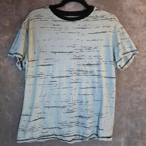 Modern Culture Mens Medium T-Shirt Mint Green Black Streak Print Cotton Tee
